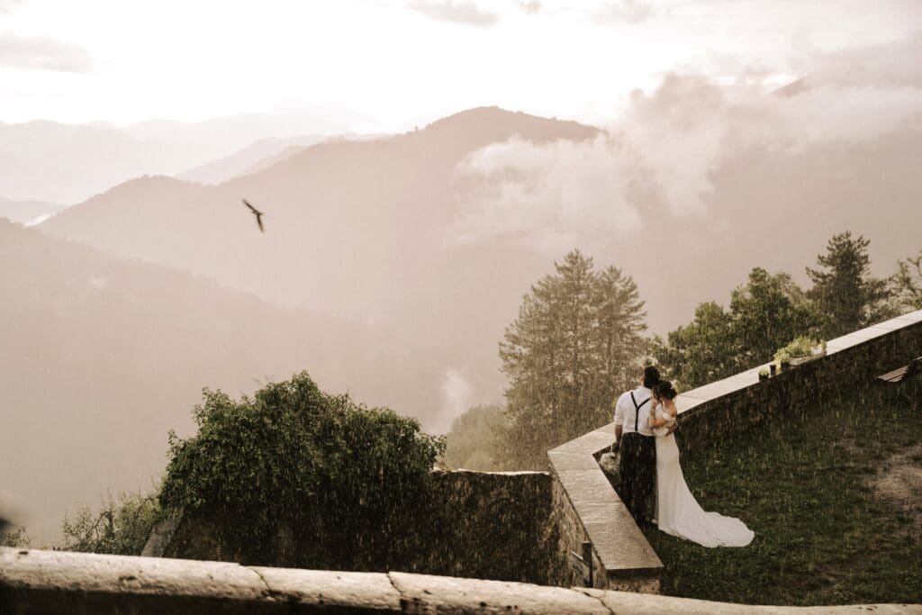 couple overlooking italy landscape